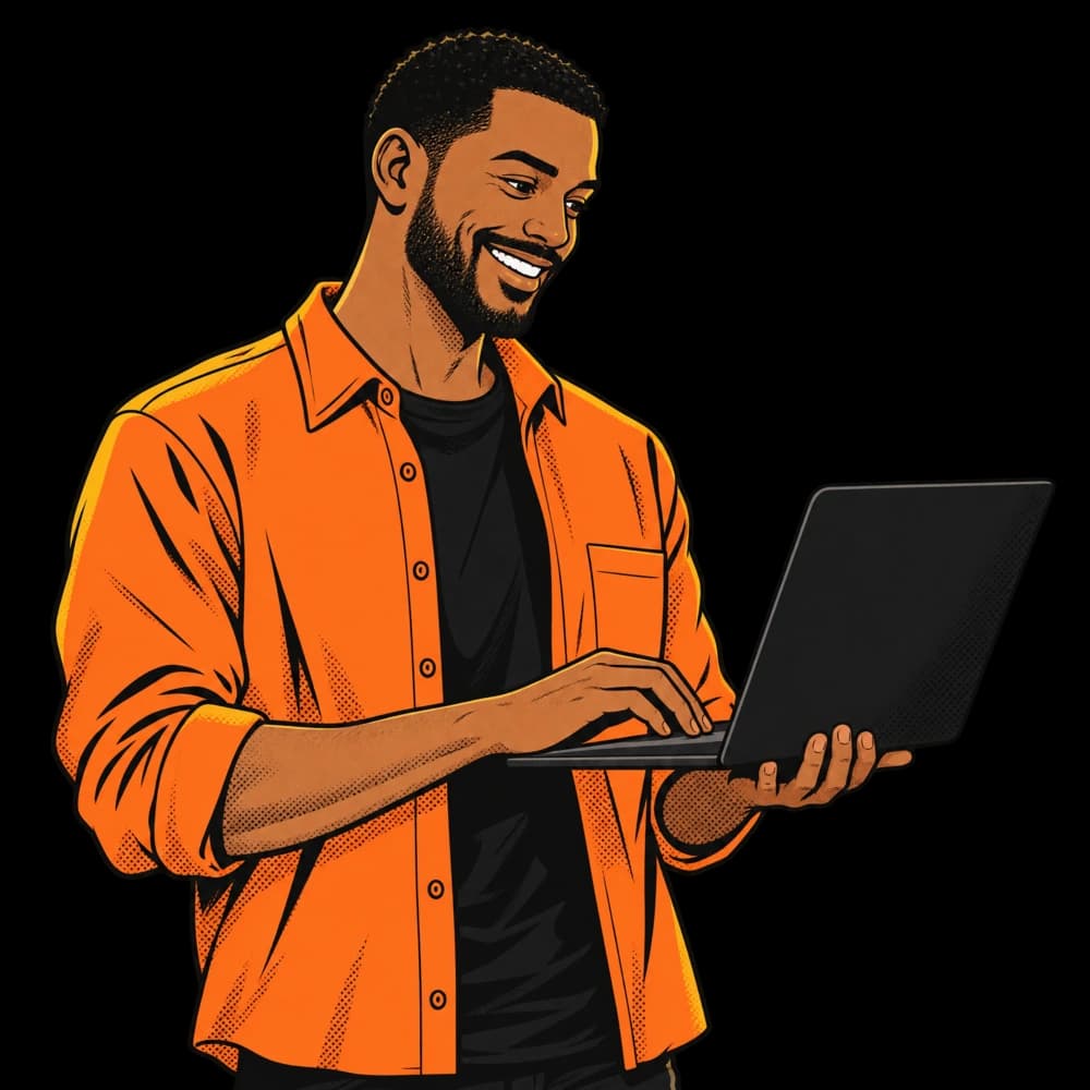 Illustration d’un homme qui écrit un message sur un ordinateur portable