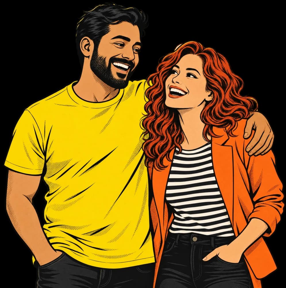 Illustration d’un couple qui rit ensemble